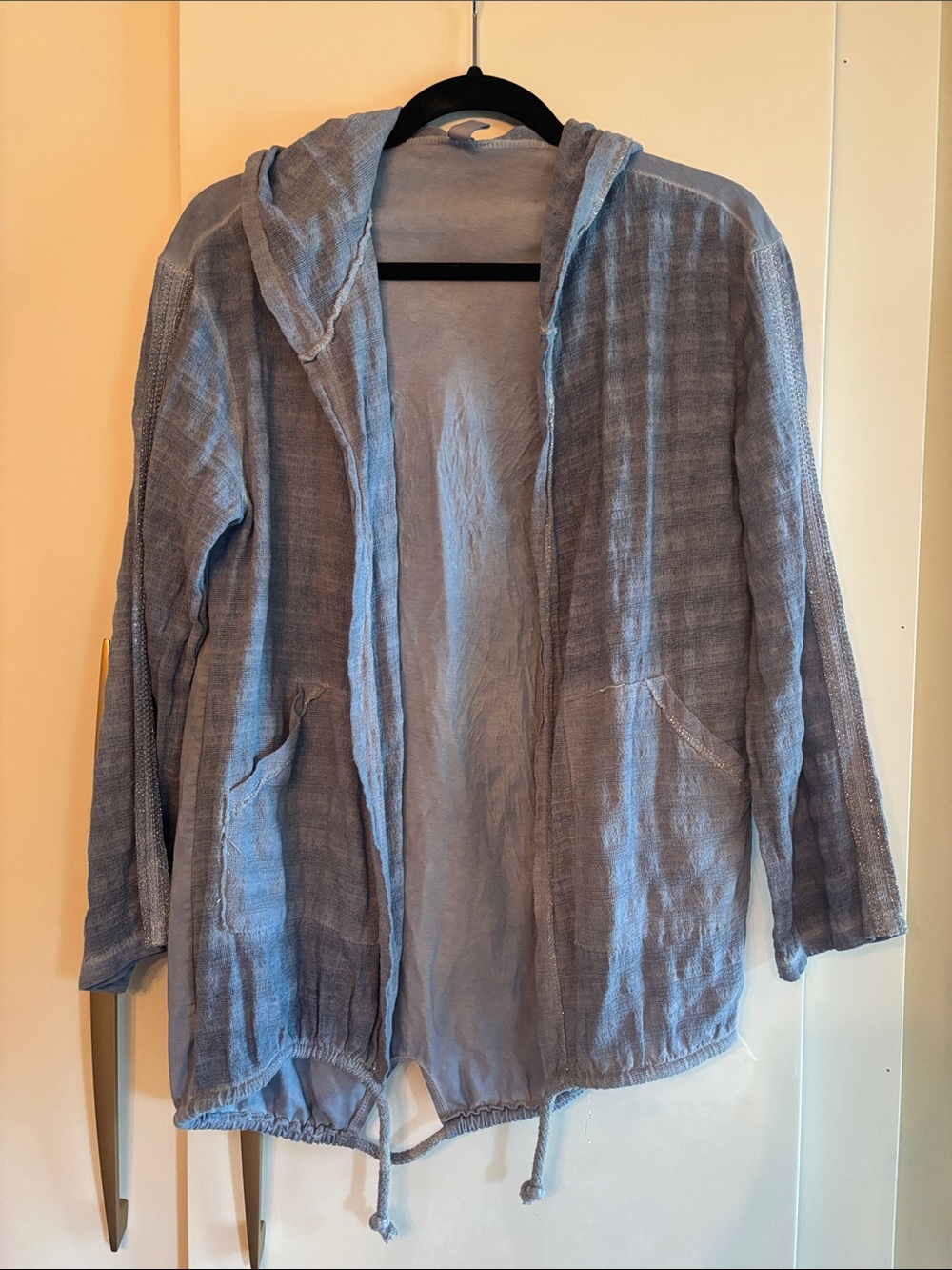 Made with Love Light Blue Hooded Open-Front Women's Jacket
